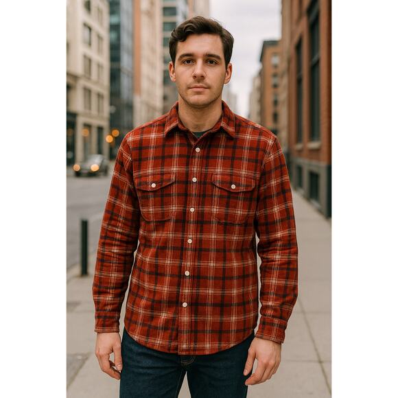 American Eagle Plaid Flannel Shirt Mens Size XL Button Up Red Outdoor Preppy - Picture 1 of 11